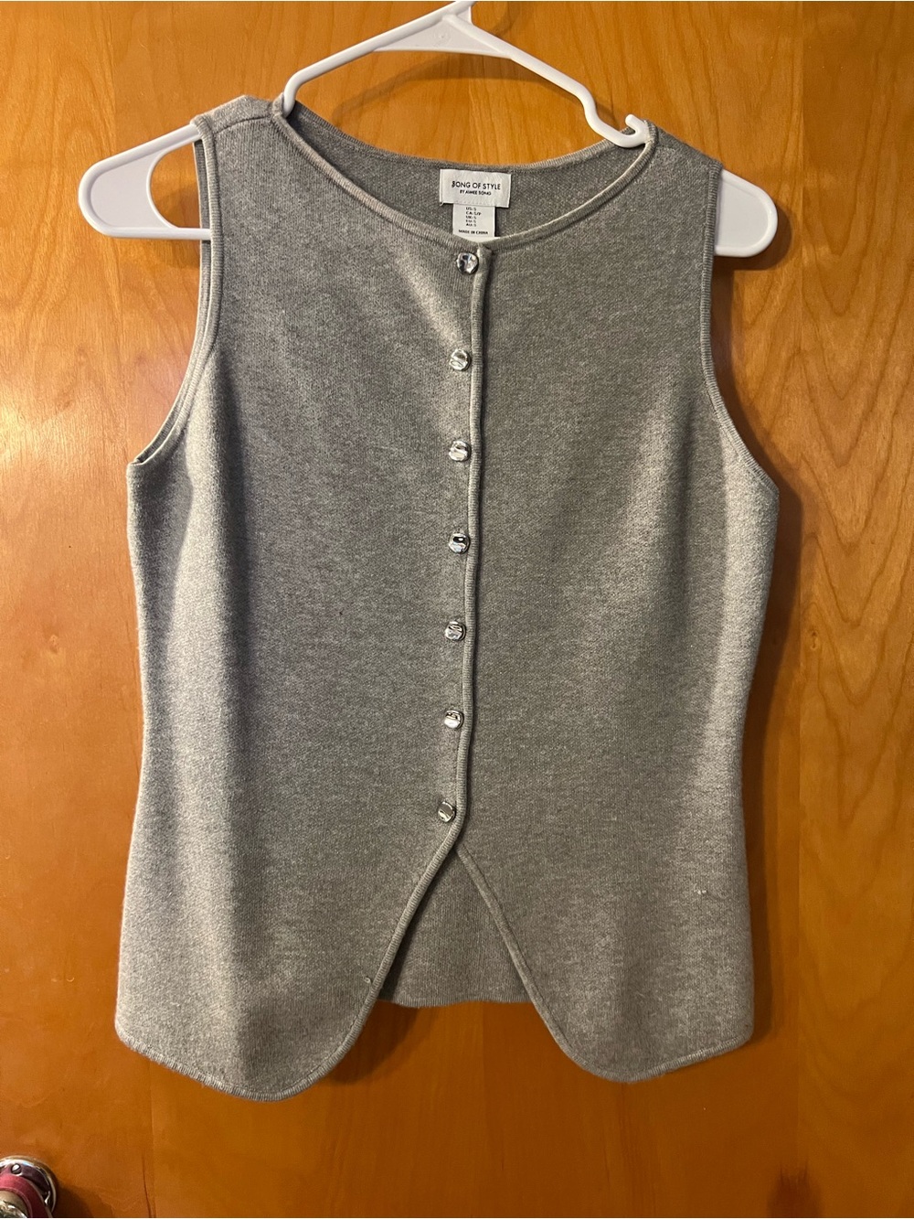 Song of Style by Aimee Song Gray Sleeveless Button-Front Knit Vest